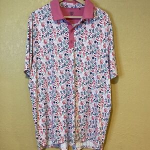 Graham Luxe Collared Polo Golf Shirt, Winter Floral‎ Print, Size XL